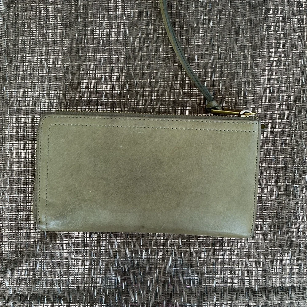 Margot Gabby Sage Green Leather Clutch Wristlet Wallet